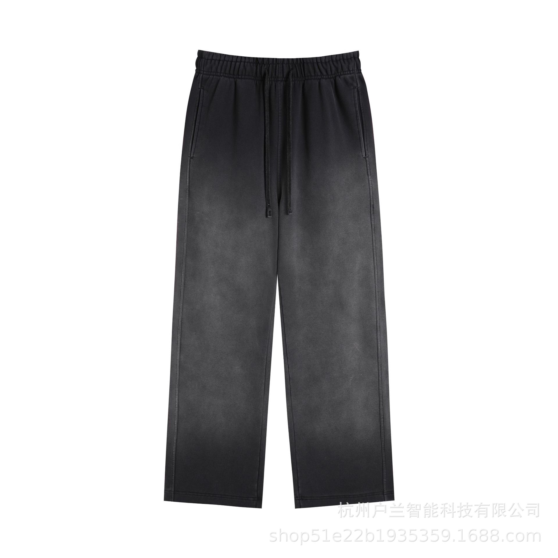 400g brushed distressed gradient sweatpants black