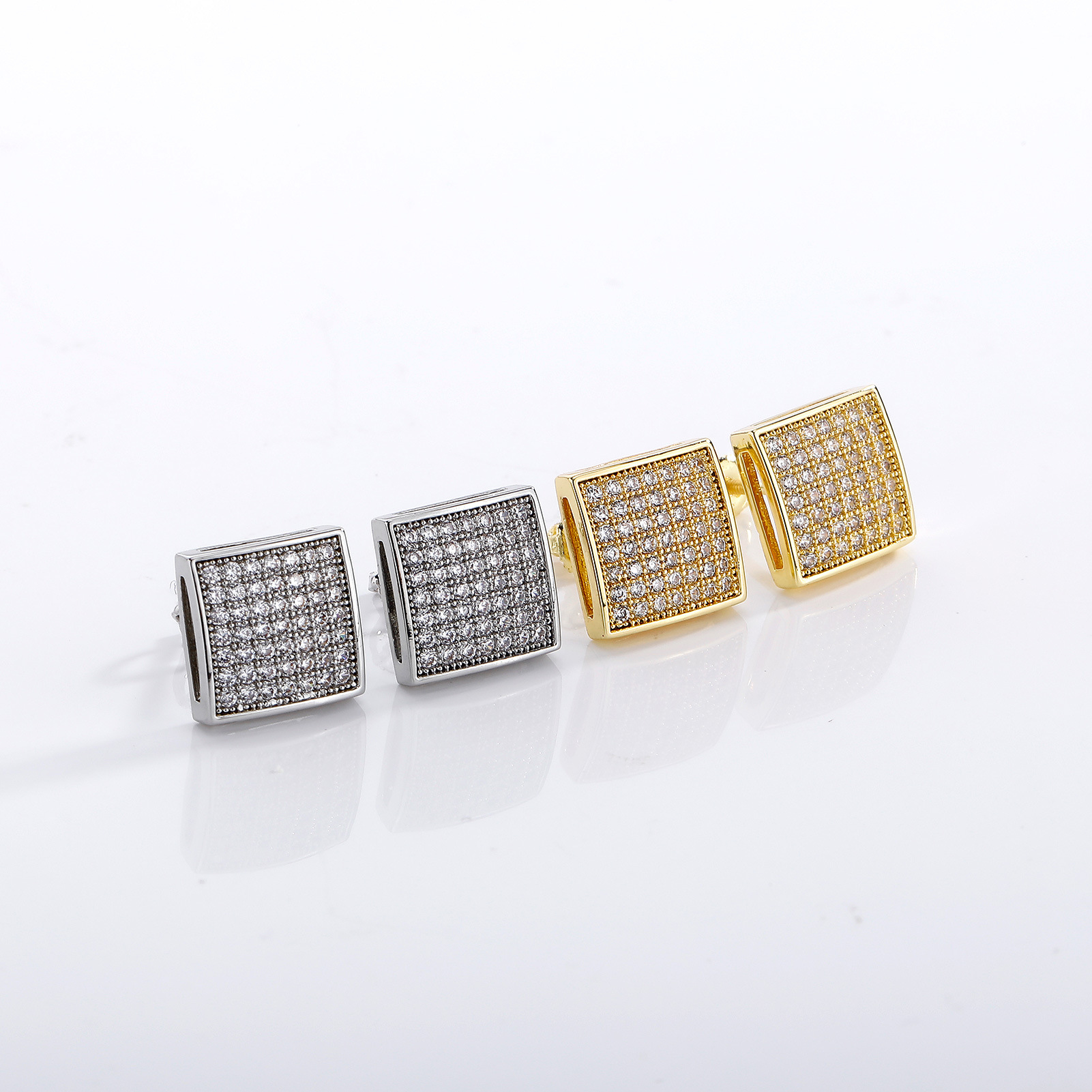 Men's square trend copper fashionable earrings hip-hop style with…