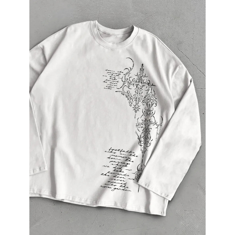 Pure cotton long-sleeve European and American style trendy cartoon t-shirt for women, new niche design Pure cotton long-sleeve European and American style trendy cartoon t-shirt for women, new niche design
