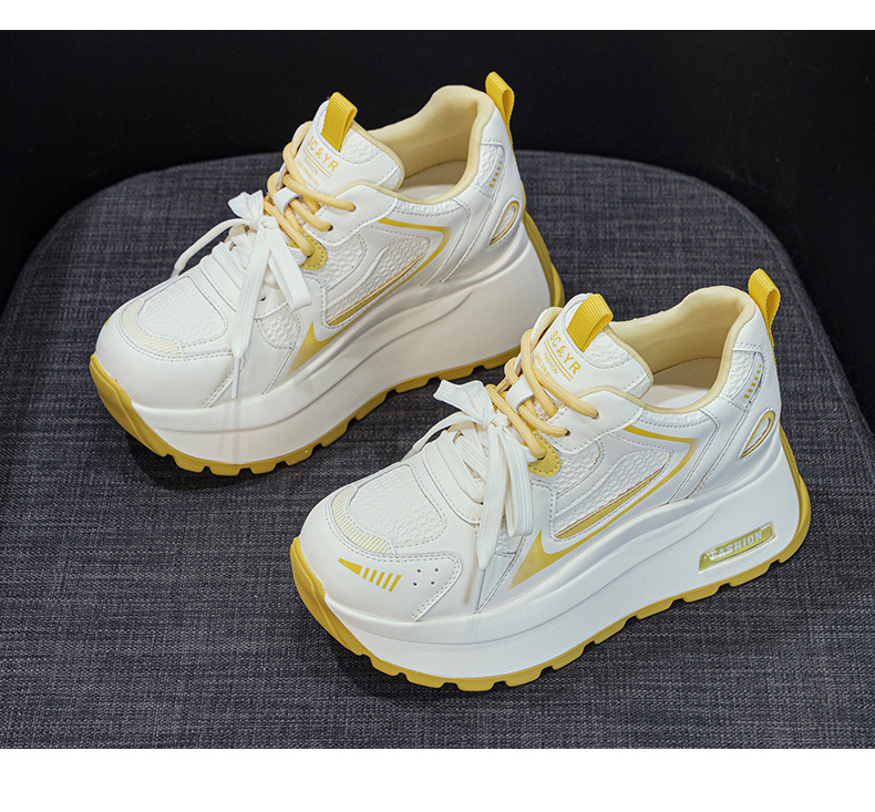 Giày sneaker nữ đế dày tăng chiều cao phong cách cổ điển — Xám 5032, Vàng 5032 chi tiết 23