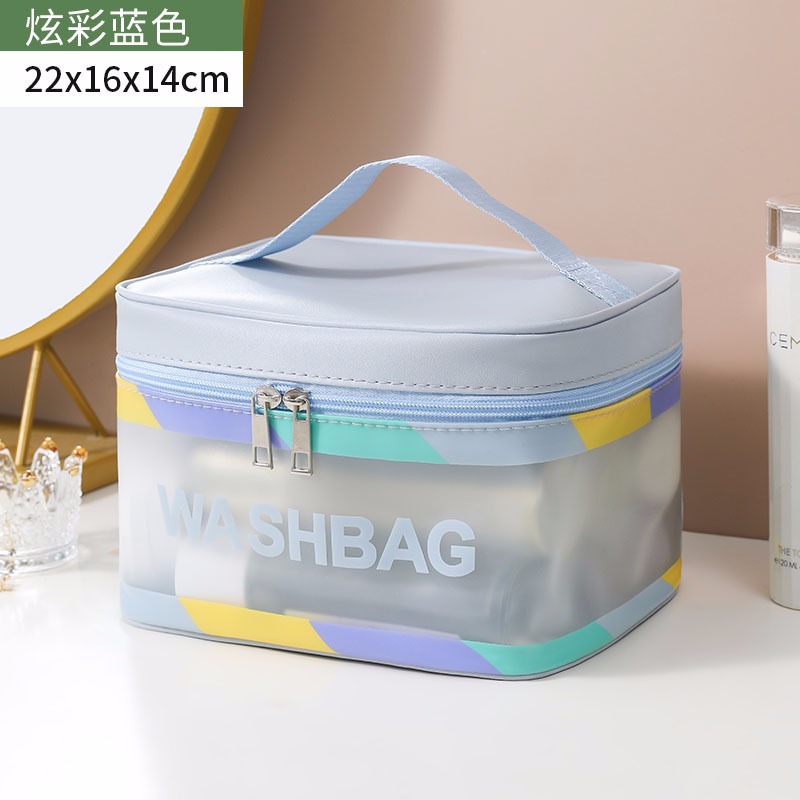 Bolsa de cosméticos transparente transfronteriza bolsa de almacenamiento impermeable de alta capacidad bolsa de lavado de maquillaje portátil PU