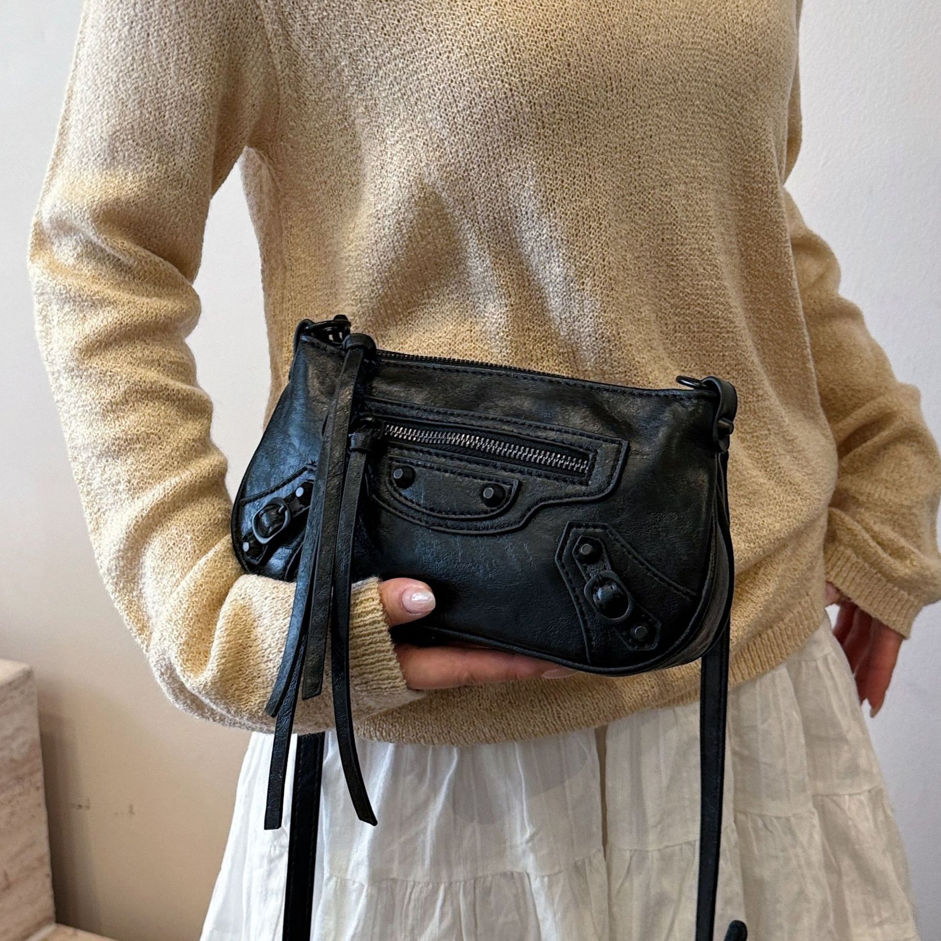 Studded Pocket Vintage Compact Convertible Crossbody Bag 3