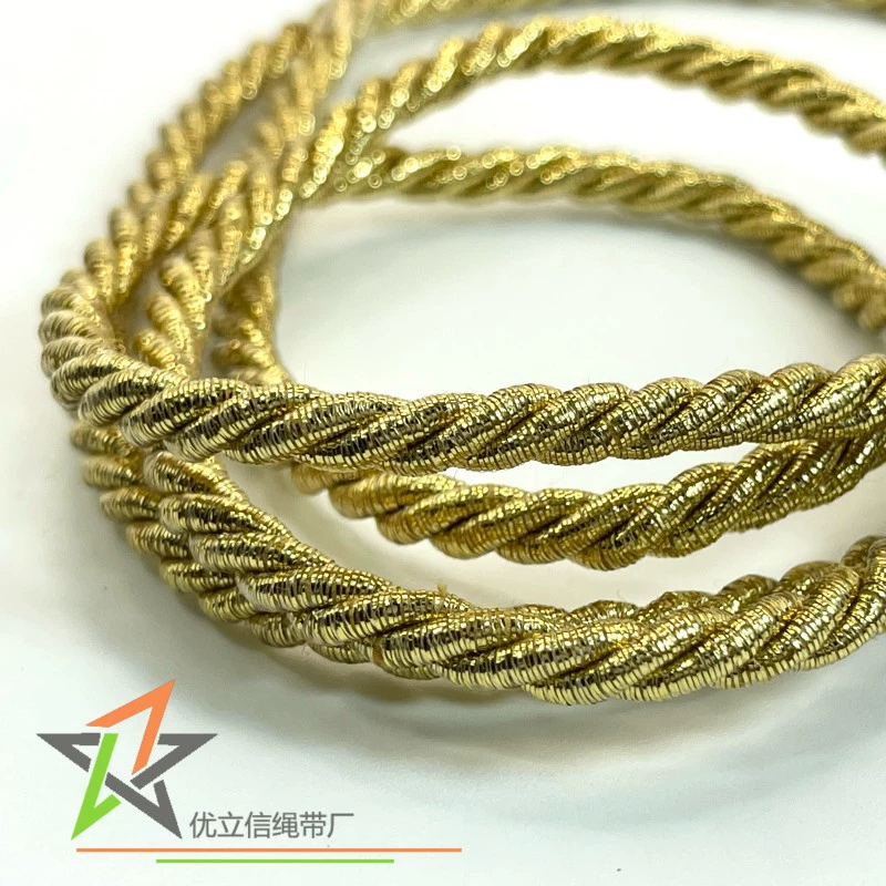 5 мм желто-золотой трехниточный скручивающий трос золотисто-желтый металлический трос для упаковки подарочной коробки для сумочки подарочный пакет ручной трос