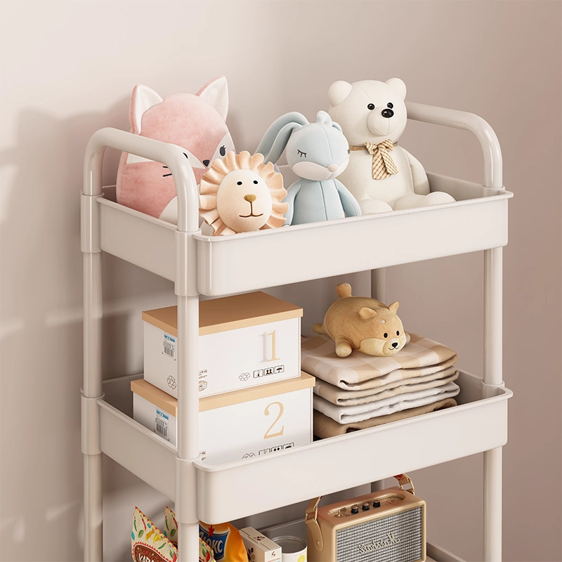 Estante de almacenamiento de carro pequeño estante de almacenamiento de estantería multicapa de sala de estar doméstica estante de almacenamiento de estantería de almacenamiento de baño móvil