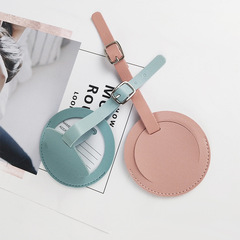 Cross-border multi-color printed paper card with customized corporate LOGO round thickened pu leather luggage tag wholesale