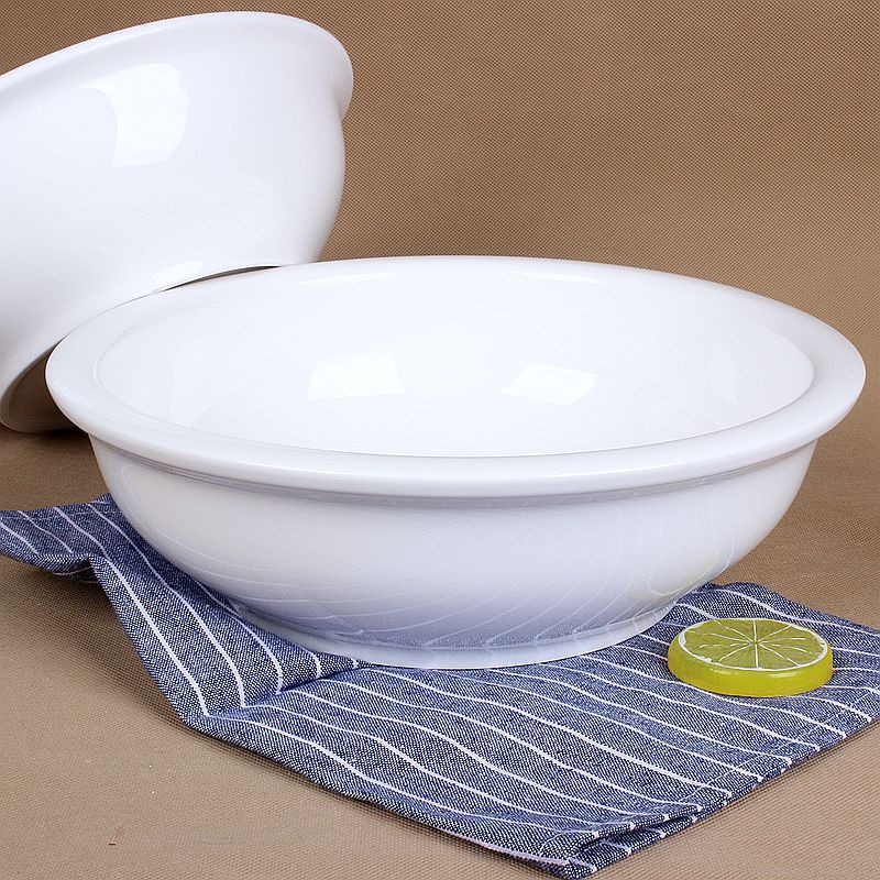 Ceramic Soup Bowl In Pure White, Large Round Fish Cooking Bowl,...