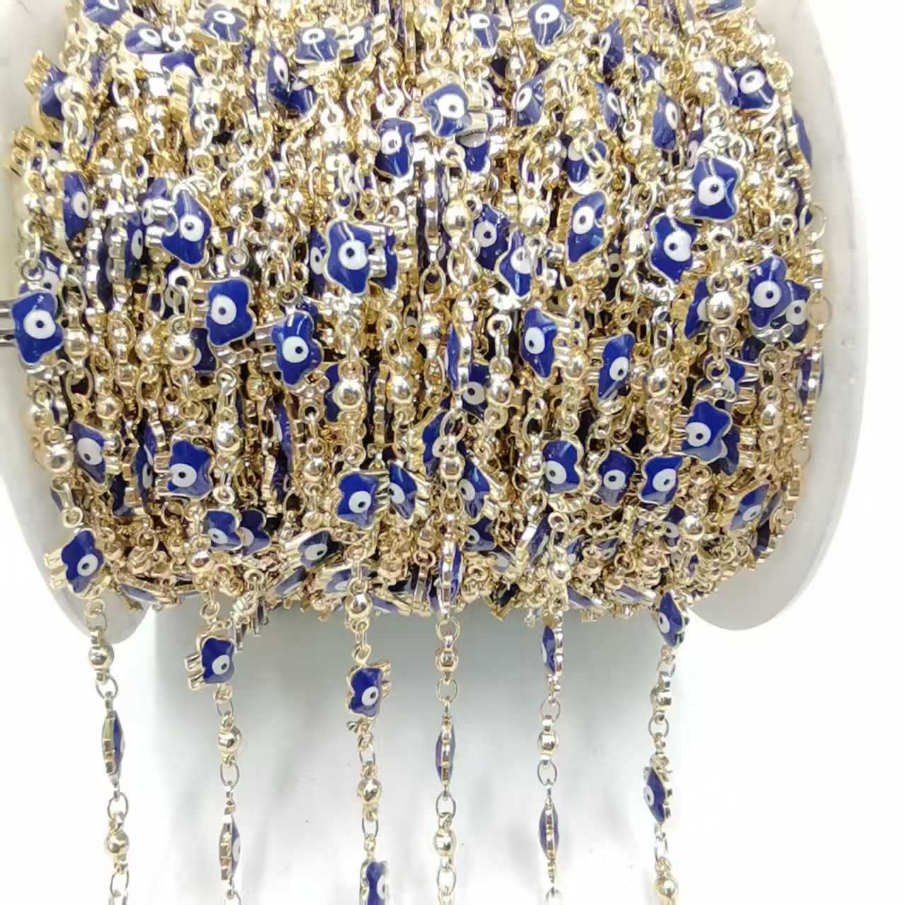 El ojo del mal Hassam mano DIY cadena goteo de aceite ojo del mal brazalete collar joyas accesorios al por mayor image 4