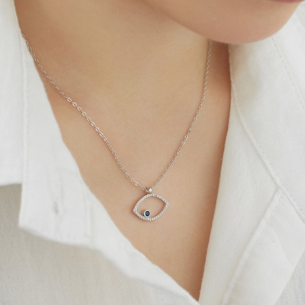 7g Weight 925 Sterling Silver Pendant Material Zircon Inlay Material Pendant Necklace Classification 925 sterling silver Chain Material cable chain Chain Type 1 Piece Quantity Daily Occasion 925 Sterling Silver Material Palm, Eye Pattern Women's Gender Hollow Out, Inlay Design Simple Style, IG Style Style 925 Sterling Silver Zircon Cable Chain Hollow Out Inlay Palm Eye Pendant Necklace 63