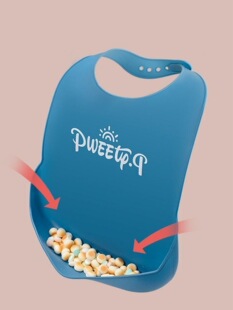 Silicone waterproof eating bib for food, with pocket 5