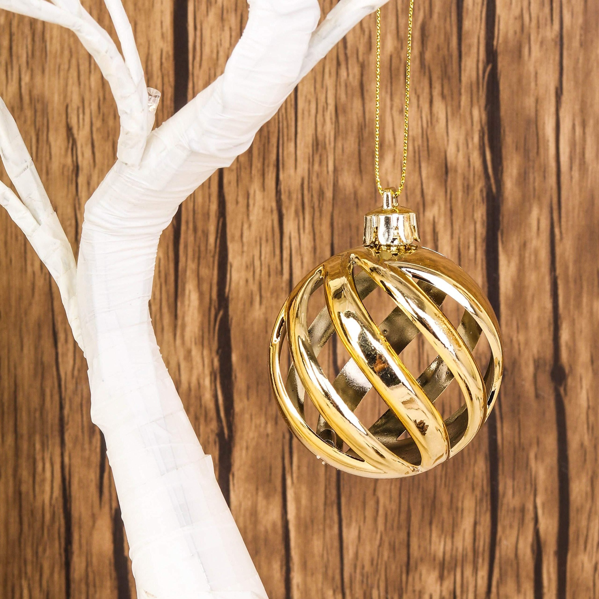 Nuevo hueco 6cm24 piezas de rosa rosa plástico bola de Navidad fiesta de Navidad ambiente bola de decoración