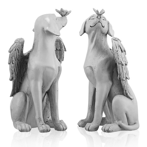 Cross-border new angel dog statue creative pet dog tombstone memorial stone outdoor garden resin decoration ornaments