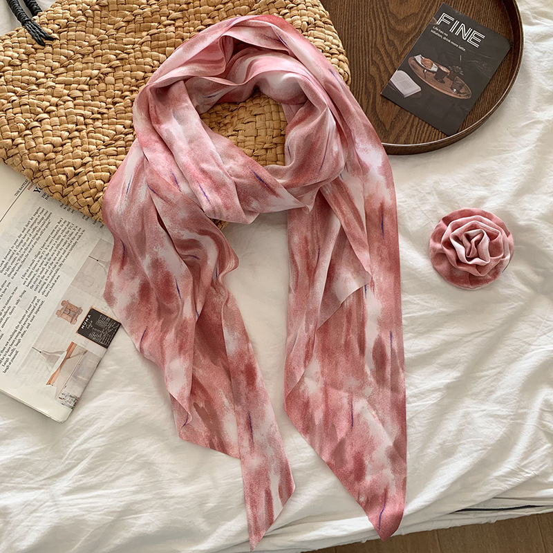 Bufandas de seda de alta calidad primavera nueva delgada ropa coreana accesorios multifuncional bufandas de rosa bufandas cinturón