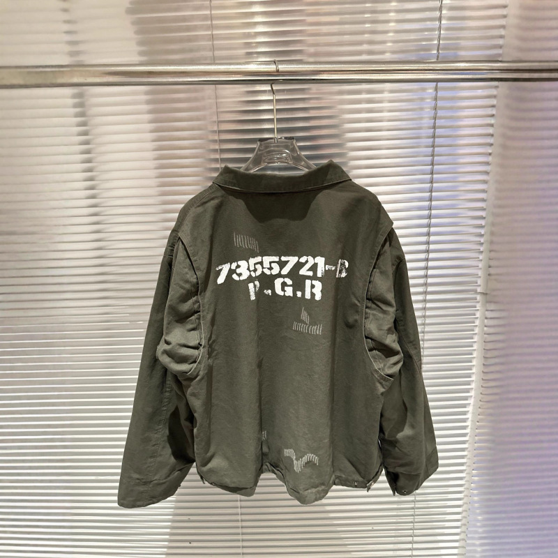 GR水洗做旧破坏廓形底特律工装夹克男女款外套|undefined