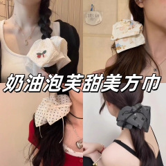 レトロで甘い方巾大腸髪輪女性高級感超特大号馬尾頭縄気質百合髪ひも
