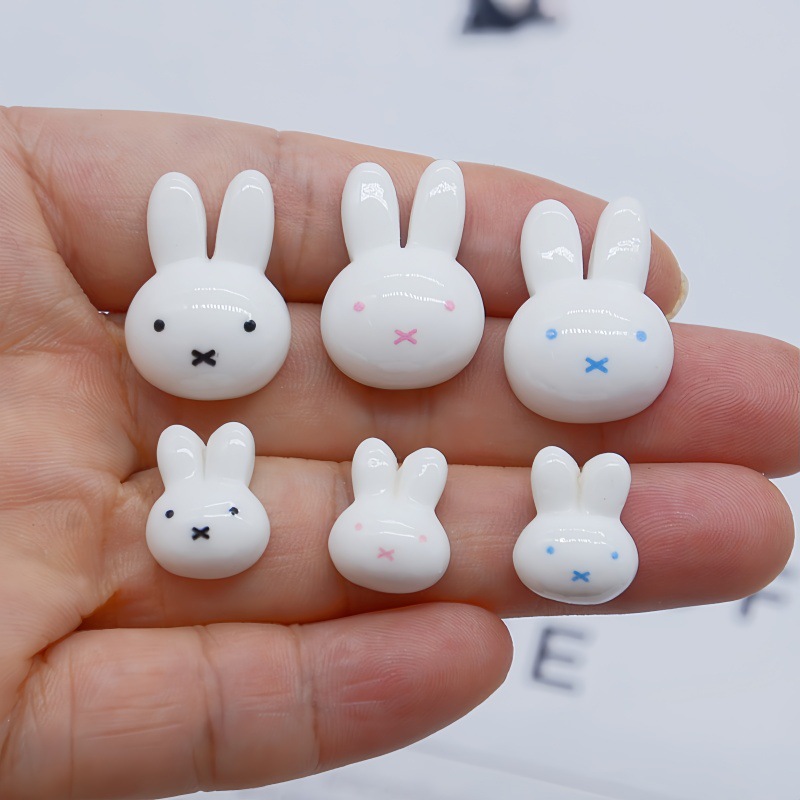 Miffy adorable cabeza de conejo resina de manicura accesorios hechos a mano pegamento crema diy clip para el cabello accesorios para el cabello con cáscara de teléfono móvil agujero zapatos agujero image 3
