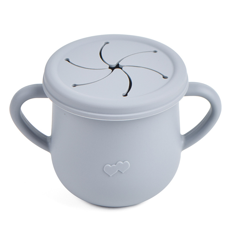 Silicona de grado alimenticio para niños snack Cup mango binaural portátil resistente a la caída con taza de paja de bebé taza de bebida de silicona
