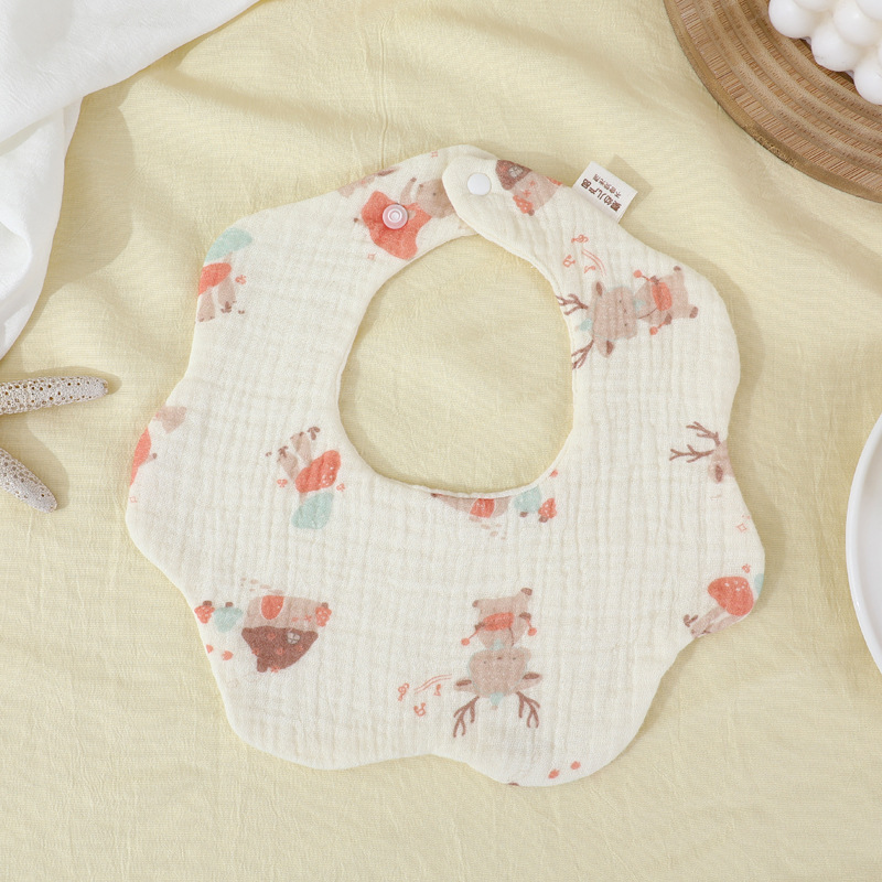 Babero para bebés todos los días Toalla de saliva transpirable de gasa de algodón de seis capas Bebé recién nacido Un babero de pétalos para hombres y mujeres