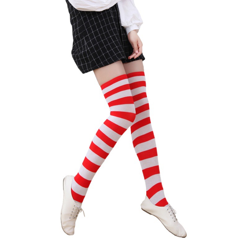 Medias de las mujeres sobre la rodilla calcetines de las mujeres medias de rayas de color japonés estudiante anime muslo Calcetines altos al por mayor