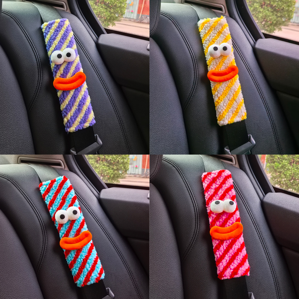 Little Monster Car Seat Belt Shoulder Cover Car Safety Belt Sausage Shape Car Interior Decoration Supplies Cute Eyes