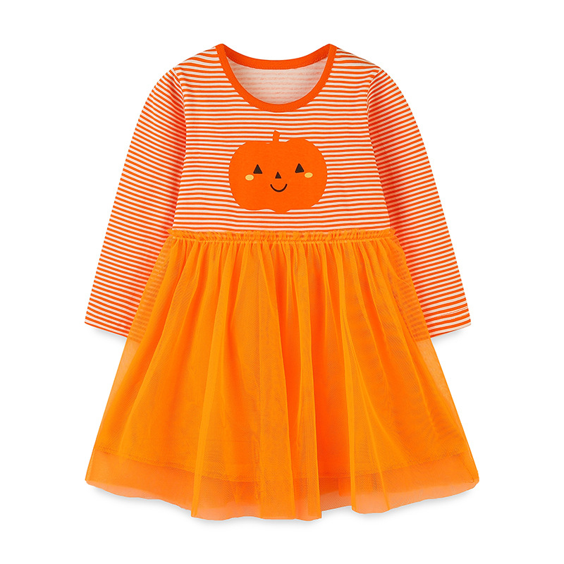 Otoño nuevo vestido de niñas malla encaje princesa vestido de niños bordado impresión de dibujo de muestra procesamiento etiqueta personalizada