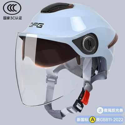 Motosiklet dəbilqələri Summer and All-Season Use, Half - one-size-fits-all-3c-certification-blue-double-mirror-model-upgraded-and-thickened
