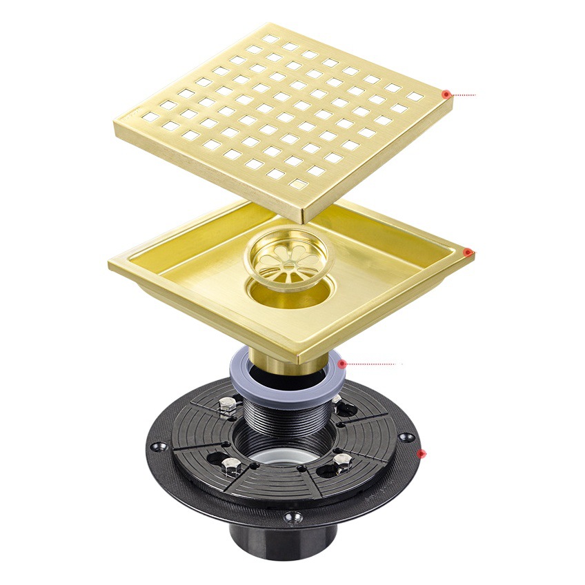 Cruz-frontera Yama 304 hijo Acero inoxidable piso drenaje cuadrado malla invisible cinturón brida americano desodorante 4in6 pulgadas al por mayor