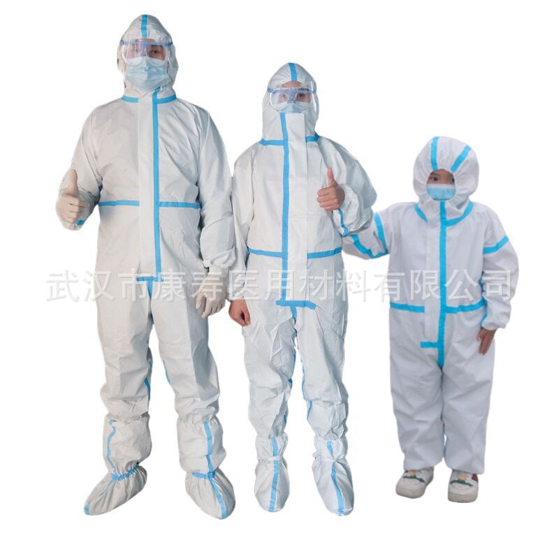轻便的蓝色高抗贴条一次性防护服连体服工作衣医院工厂防护