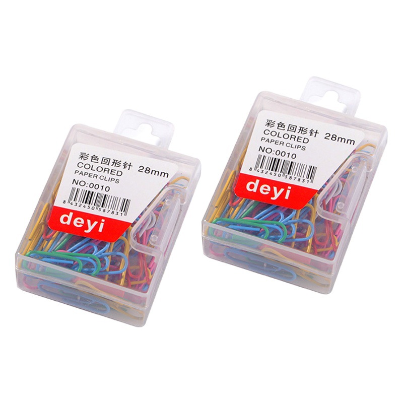 Clips de papel coloridos recubiertos de plástico, artículos de oficina en caja, clips de plástico para papelería, clips para archivos, venta al por mayor