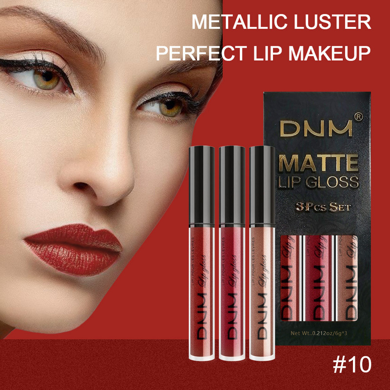 Dnm Matte Matte Velvet Non-Stick Cup 3-Piece Set Lip Gloss Liquid Lipstick Color Lip Glaze Makeup Wholesale