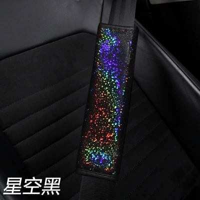 belt shoulder protective cover – Seat belt shoulder pad - xsm-colorful-flash-gold-seat-belt-cover-star-black-dd