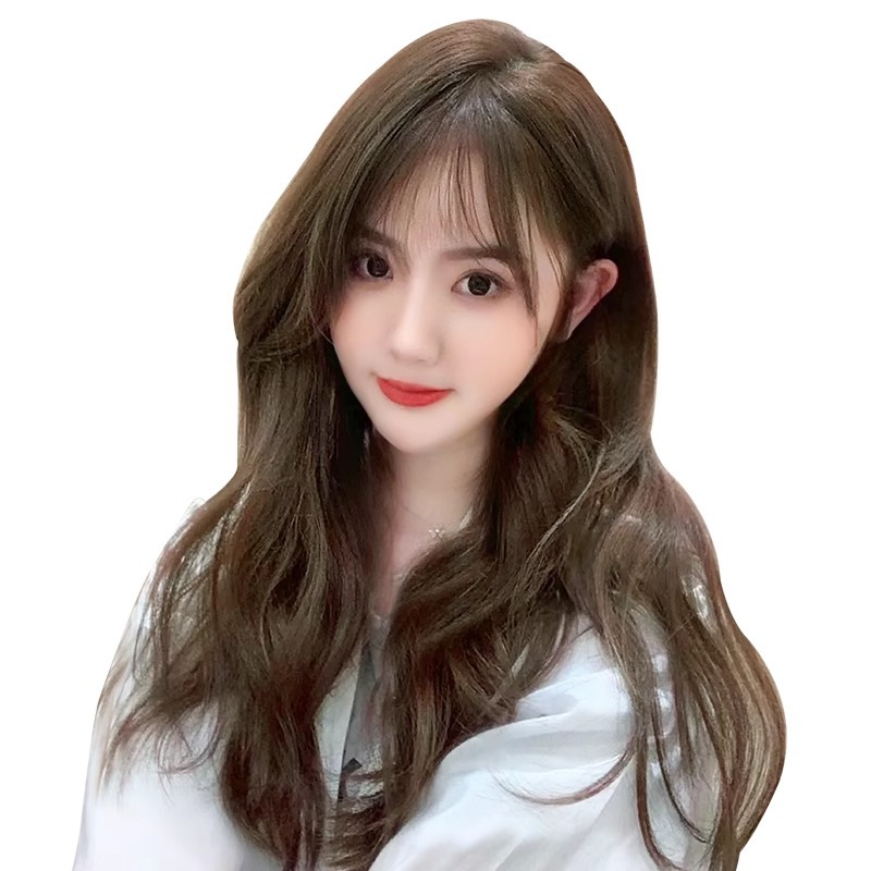 Peruca de cabello largo de mujer natural toda la cabeza tipo ondulado largo rizado cabello largo de simulación de cabello largo completo cabello humano verdadero cubierta de cabello