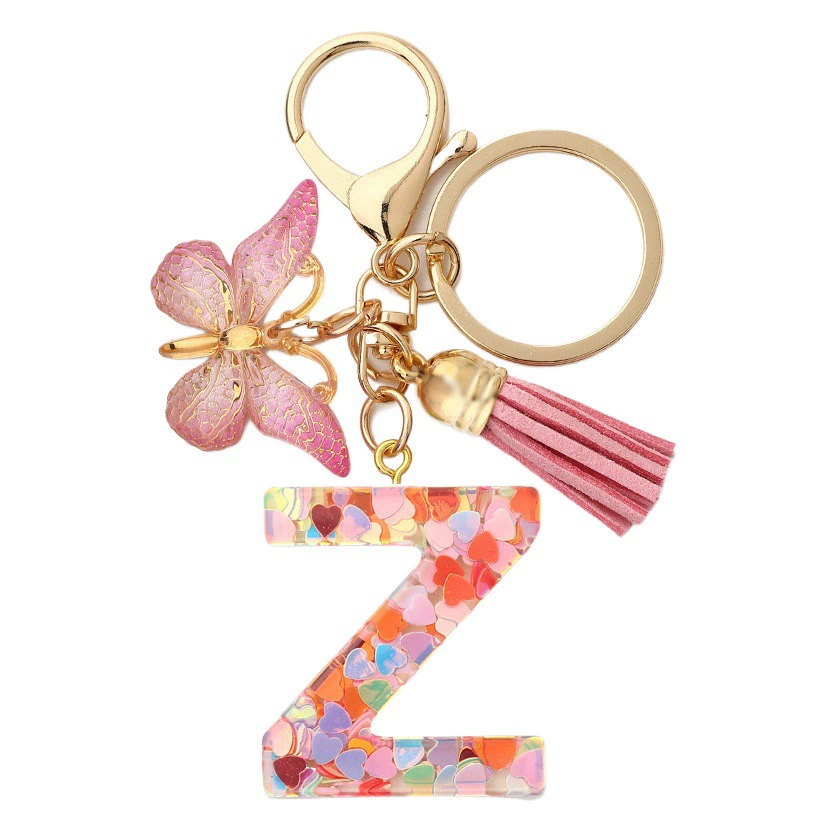 Мода розовая буква брелок любовь блестки бабочка кисточка брелок Кристалл Клей кулон аксессуары дамы