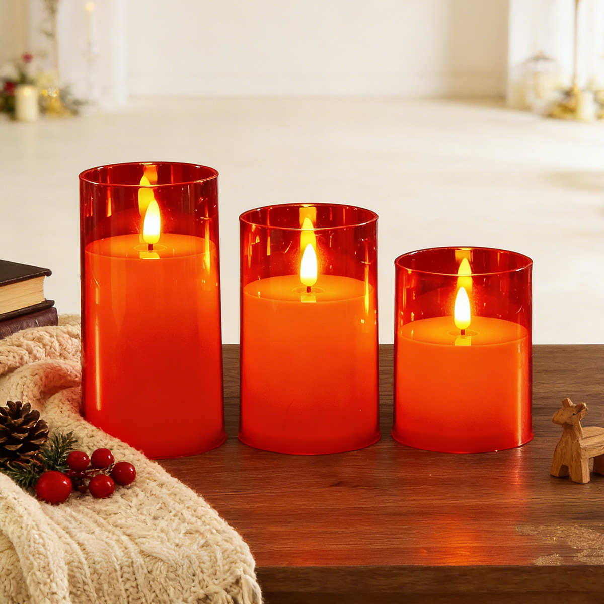 Vela LED 3D con efecto llama y control remoto