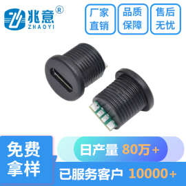 源头工厂 防水TYPE-C母座8芯 焊线 黑胶 IPX66