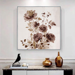 轻奢棕米色花卉艺术装饰画 酒店民宿样板间背景墙挂画软装画定制
