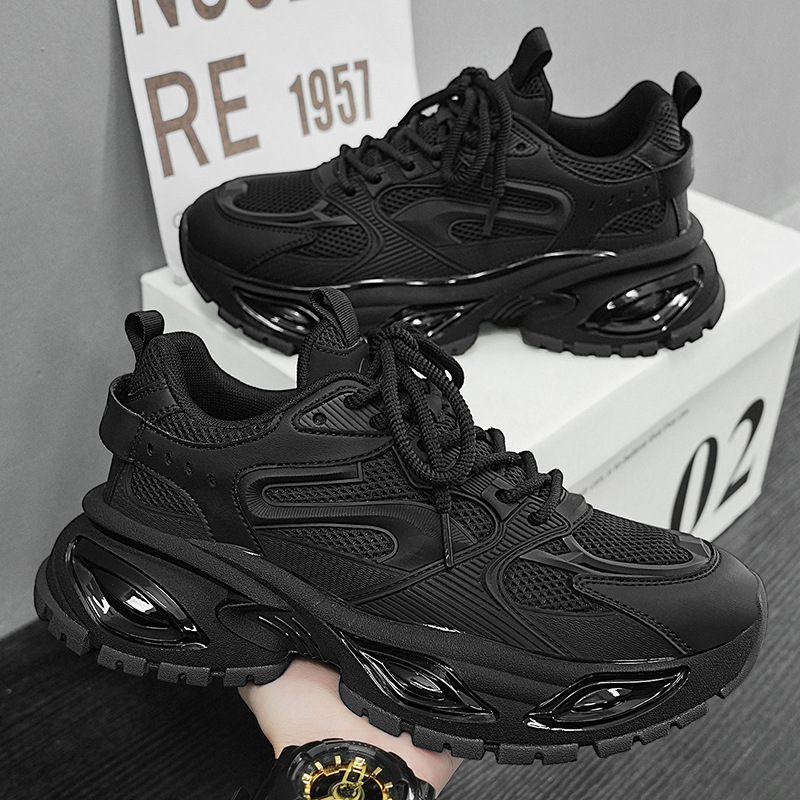 Zapatos de hombre 2025 nuevo verano casual versátil aumento de altura zapatos de papá zapatos casuales transpirables de malla de hombre