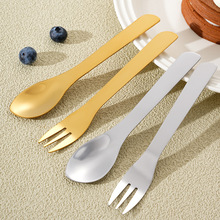 不锈钢蛋糕勺叉金色甜品勺斜柄雪糕勺点心叉吃巧克力小勺子酸奶勺
