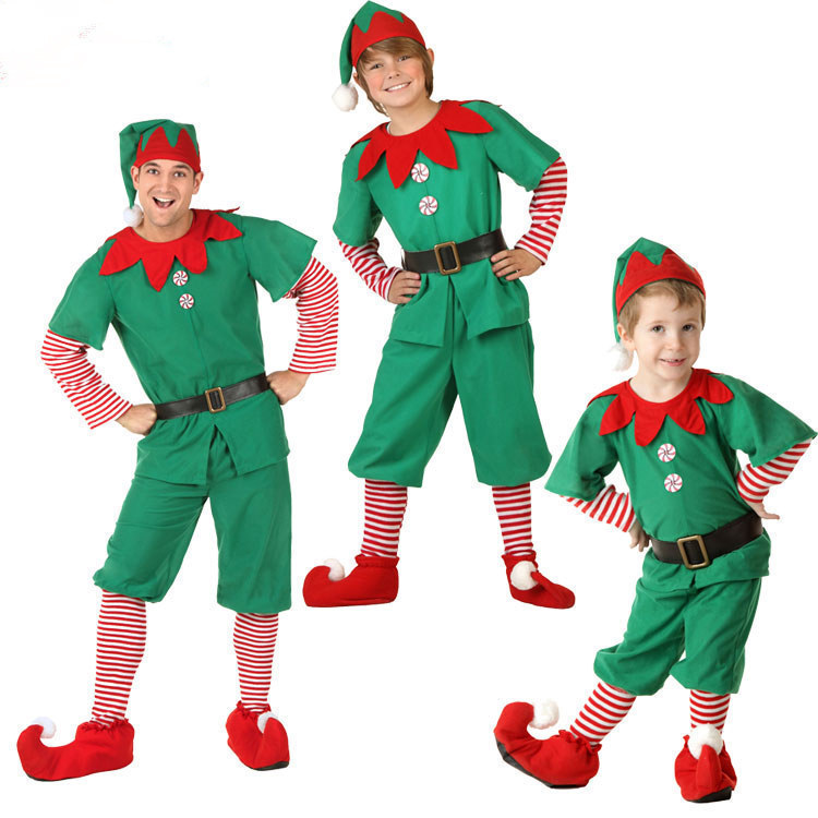 子供男女クリスマス服ハロウィン衣装大人クリスマスエルフ緑衣装コスプレ親子服祭り|undefined
