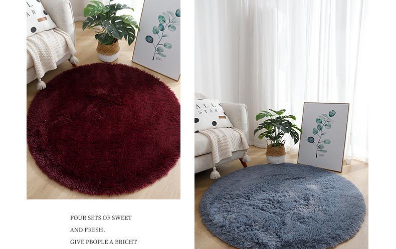 圆形丝毛地毯,毛绒地毯,长毛地毯,长毛绒地毯,客厅地垫,跨境地毯