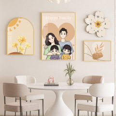 奶油風餐廳裝飾畫小清新花卉抽象組合壁畫現代簡約飯桌背景牆掛畫