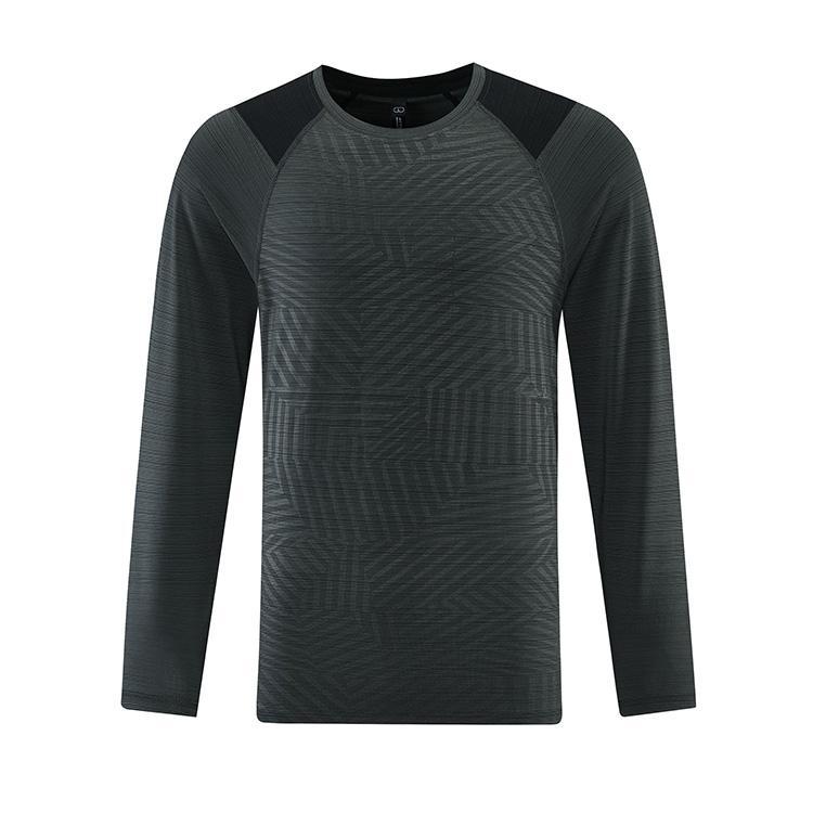 Ropa de secado rápido a juego de color de moda para hombres nueva de cuatro agujas de seis líneas cuello redondo transpirable fitness running baloncesto deportes Camiseta de manga larga