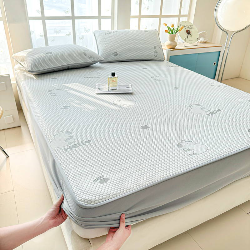 2025 nueva funda de cama Clase A funda de cama de seda de hielo funda protectora de colchón de verano de una sola pieza funda de cama de Doudou todo incluido de verano