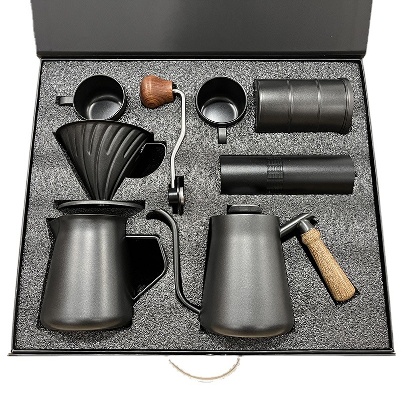 Luz de lujo café mano olla traje caja de regalo café mano regalo vintage cafetera mano café completo herramienta regalo