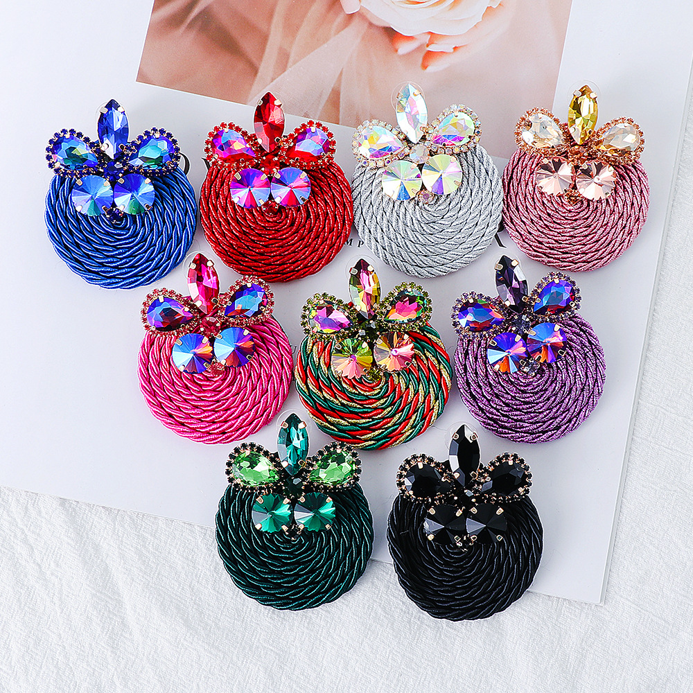 vintage large fashion inlaid rhinestone stud earrings wholesale