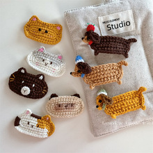 毛线钩针发夹可爱卡通小狗小猫BB夹刘海夹边夹儿童发饰新款头饰