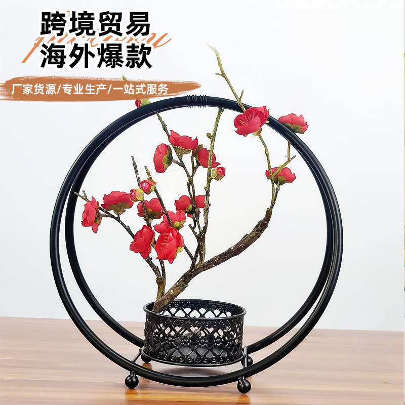 Cross-Border Wine Rack Ornaments New Chinese Style Tv Cabinet Deer Style Zen Living Room Entrance Home Decoration Iron Flower Rack