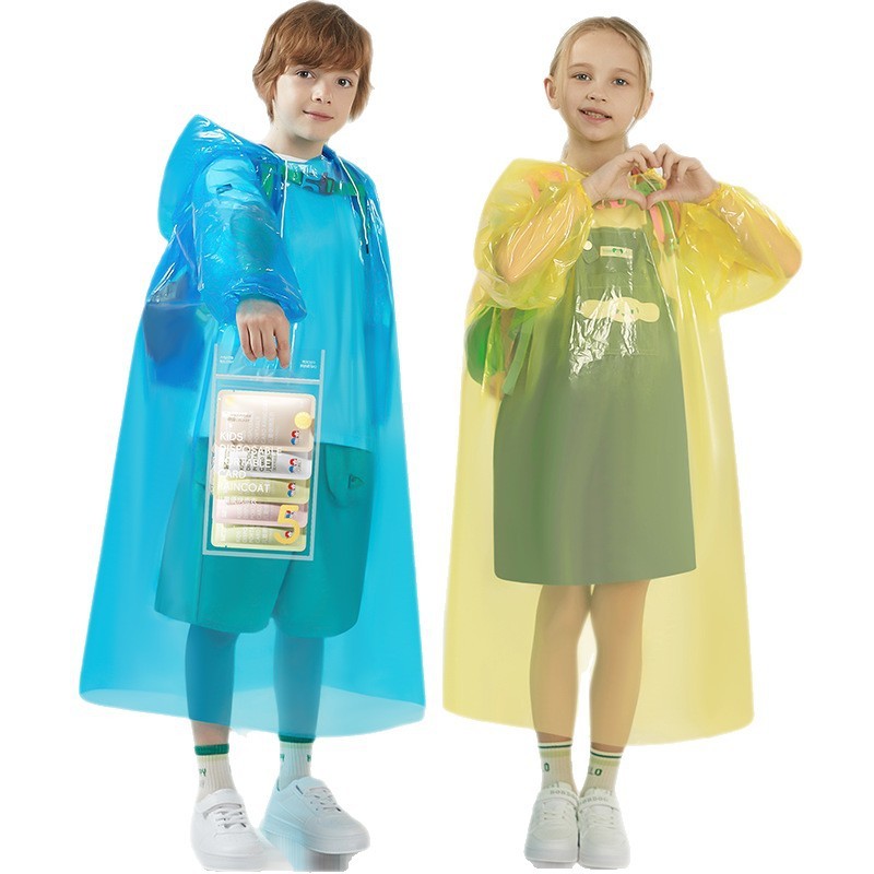 儿童一次性雨衣学生上学专用带书包位雨天加厚卡片防暴雨雨披便携|undefined