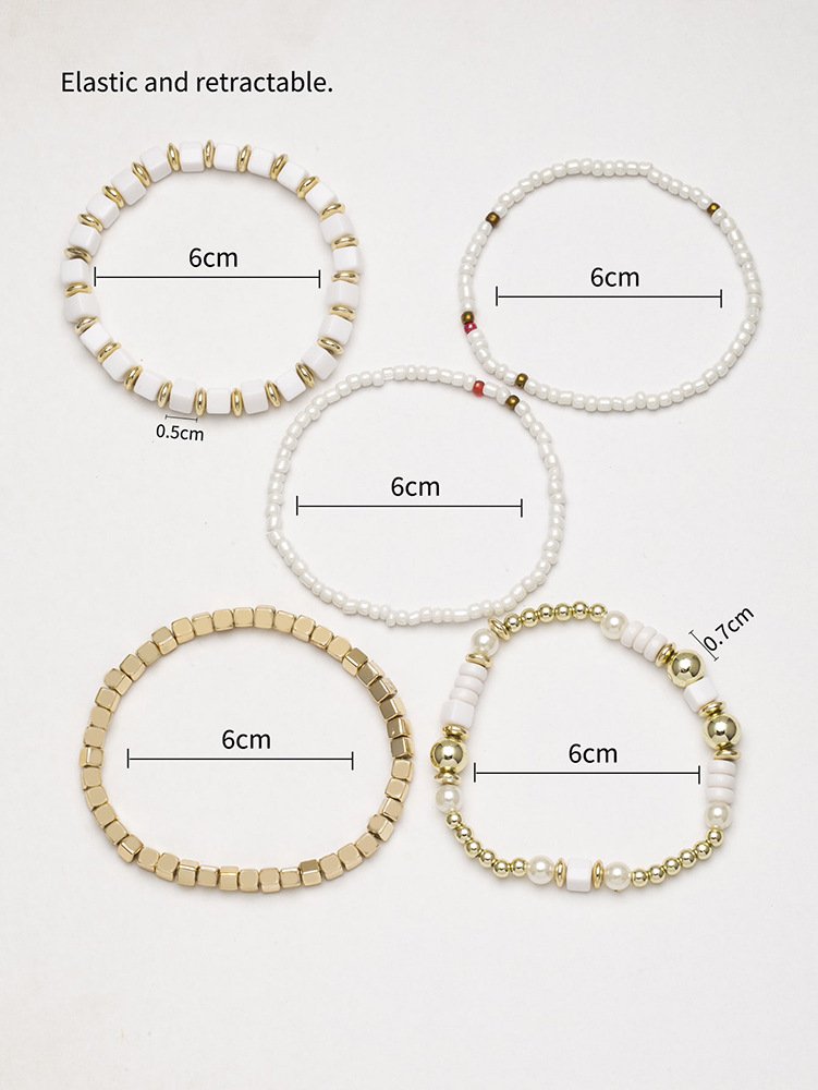 20g Weight Acrylic Pendant Material Bracelets Classification Alloy Chain Material 1 Set Quantity Holiday, Daily, Street Occasion Alloy Material Geometric Pattern Unisex Gender Beaded, Plating Design Retro Style Retro Geometric Alloy Beaded Bracelets Wholesale 9