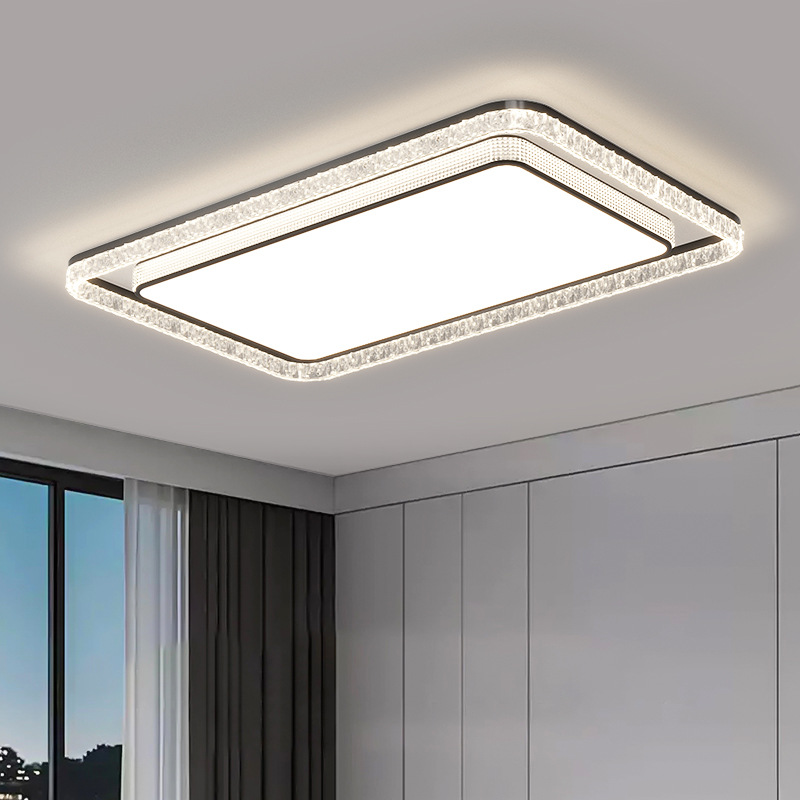 La luz principal de la sala de estar es ligera, lujosa, de alta gama, moderna, simple, atmosférica, rectangular, protección ocular, combinación de lámparas de techo, paquete de toda la casa