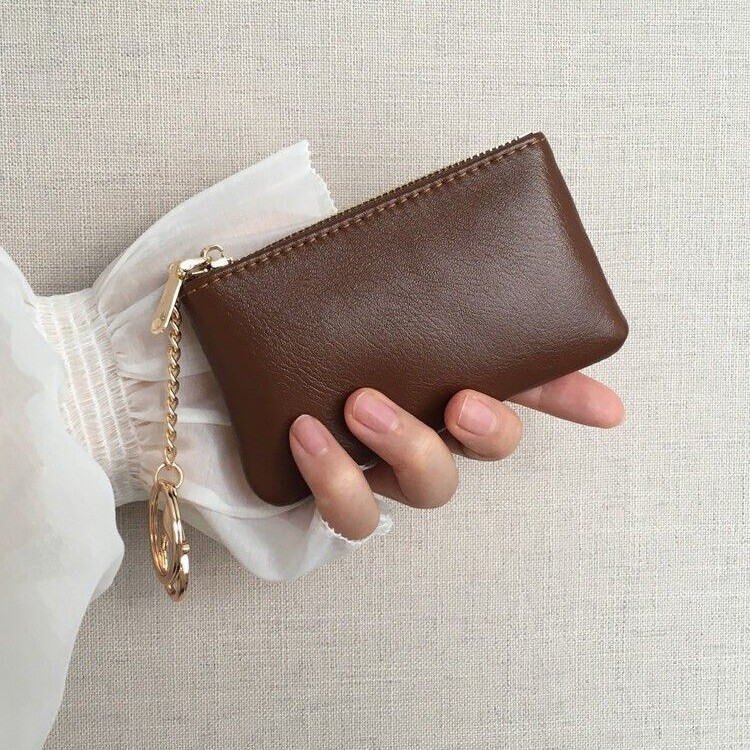 Retro Oil Wax Leather Key Bag Women's Card Bag Compact Zipper Coin Bag Thin Key Bag Lipstick Bag Car Key Chain Retro Oil Wax Leather Key Bag Women's Card Bag Compact Zipper Coin Bag Thin Key Bag Lipstick Bag Car Key Chain